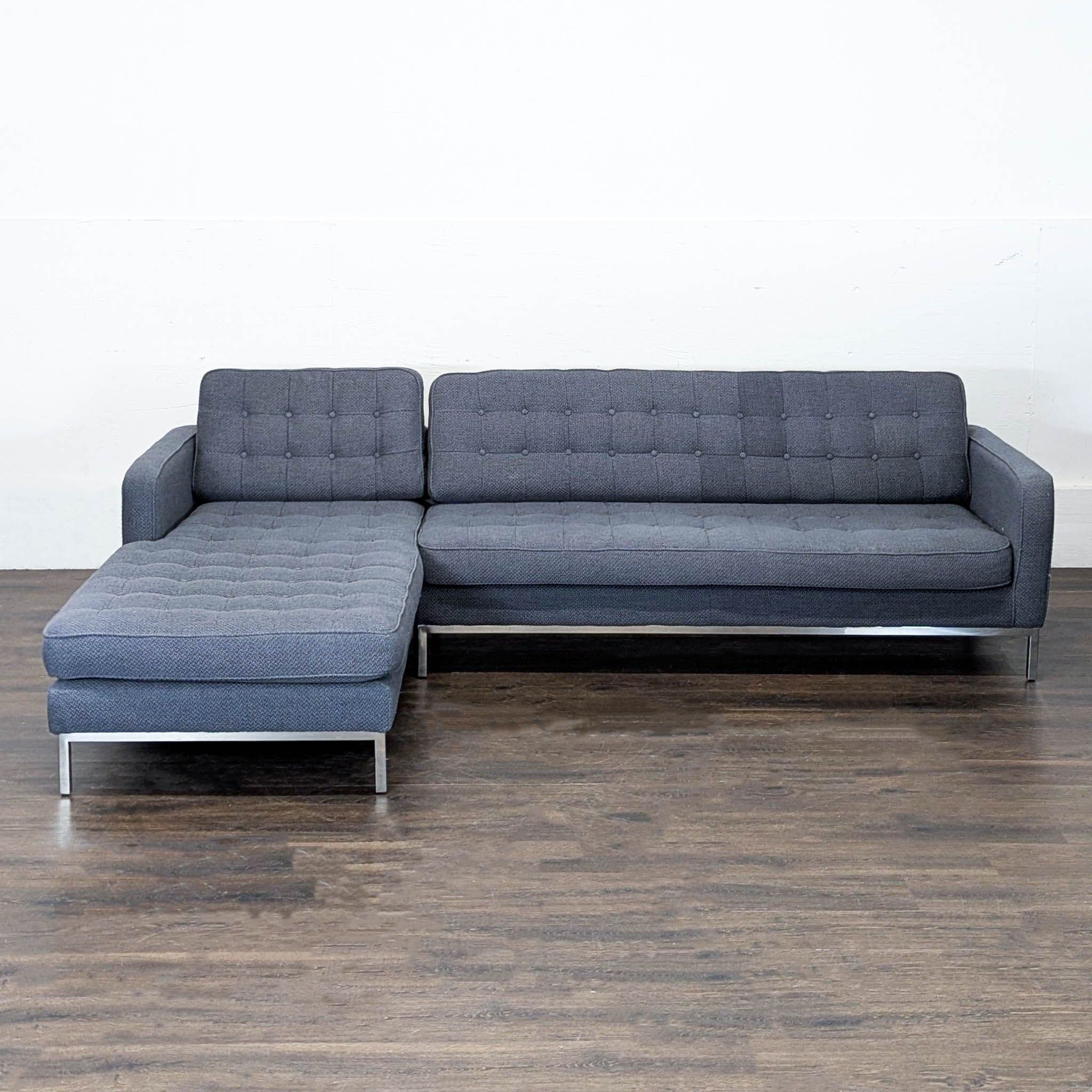 Kardiel Modern Gray Sectional Sofa with Left Chaise and Metal Legs