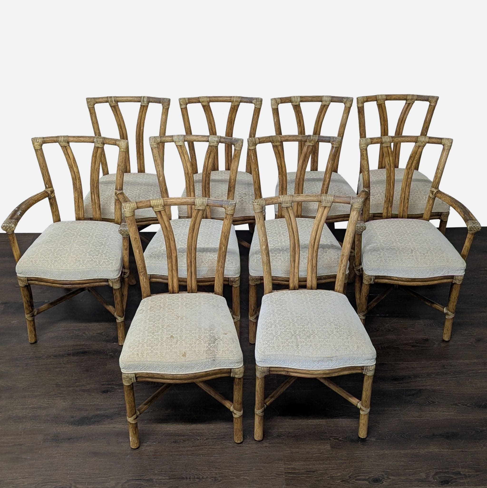 Set of Ten McGuire Bamboo Dining Chairs