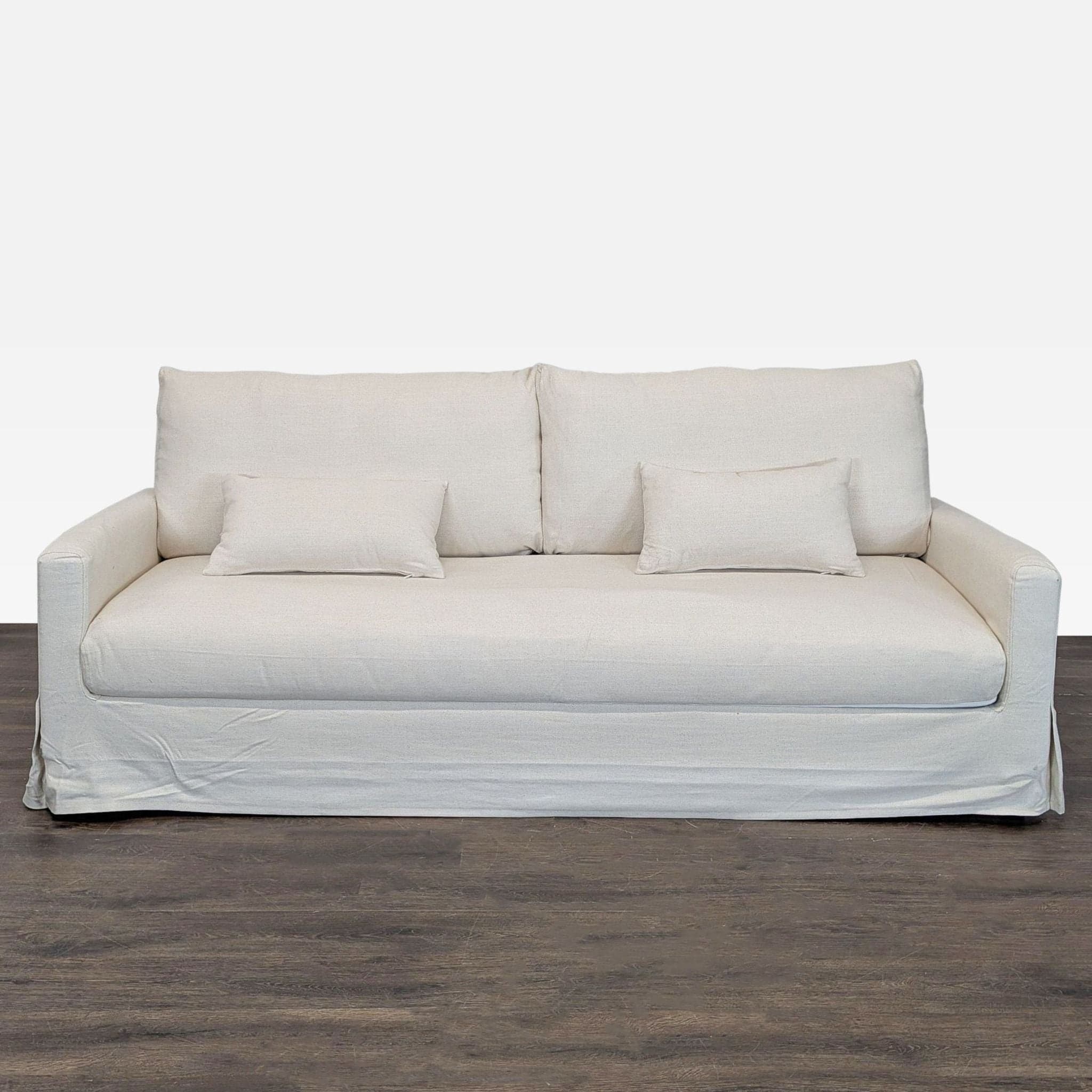Ikea 3-Seat Sofa in Beige Fabric Slipcover