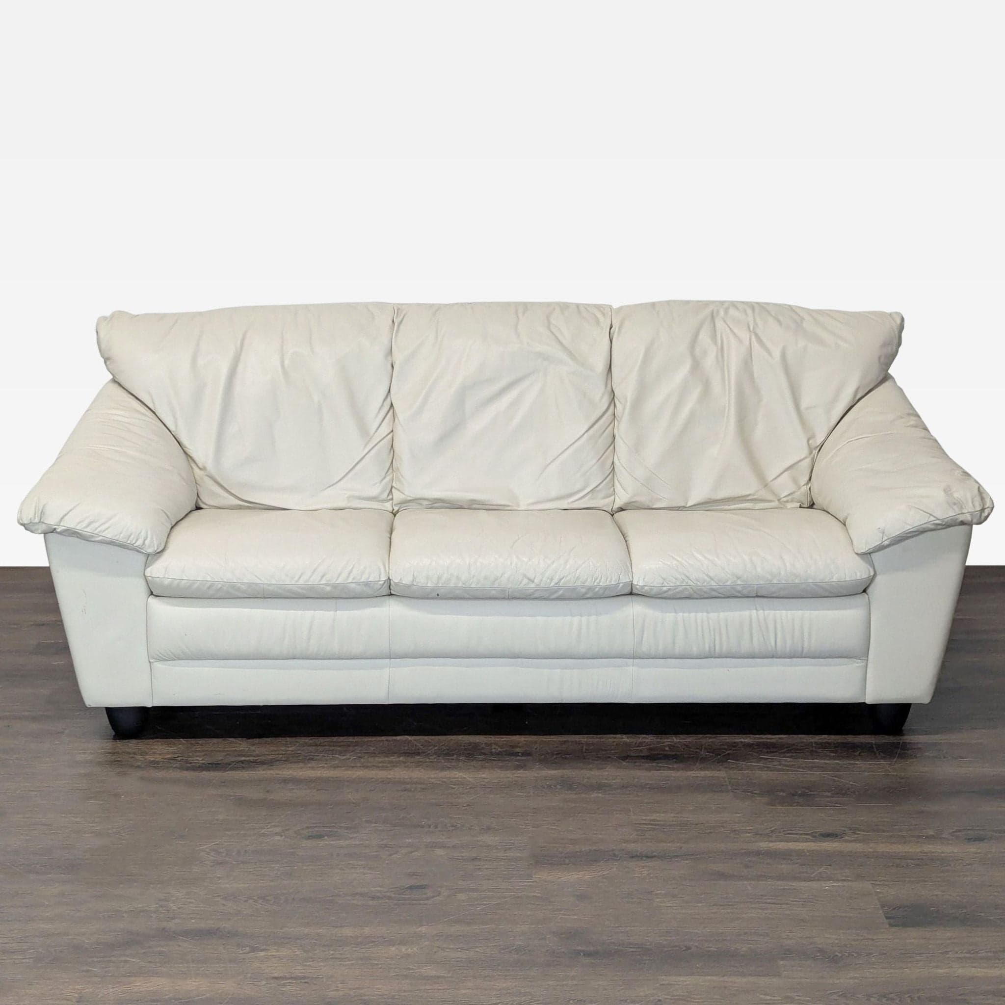 Italian Made 3-Seat Cream Leather Sofa