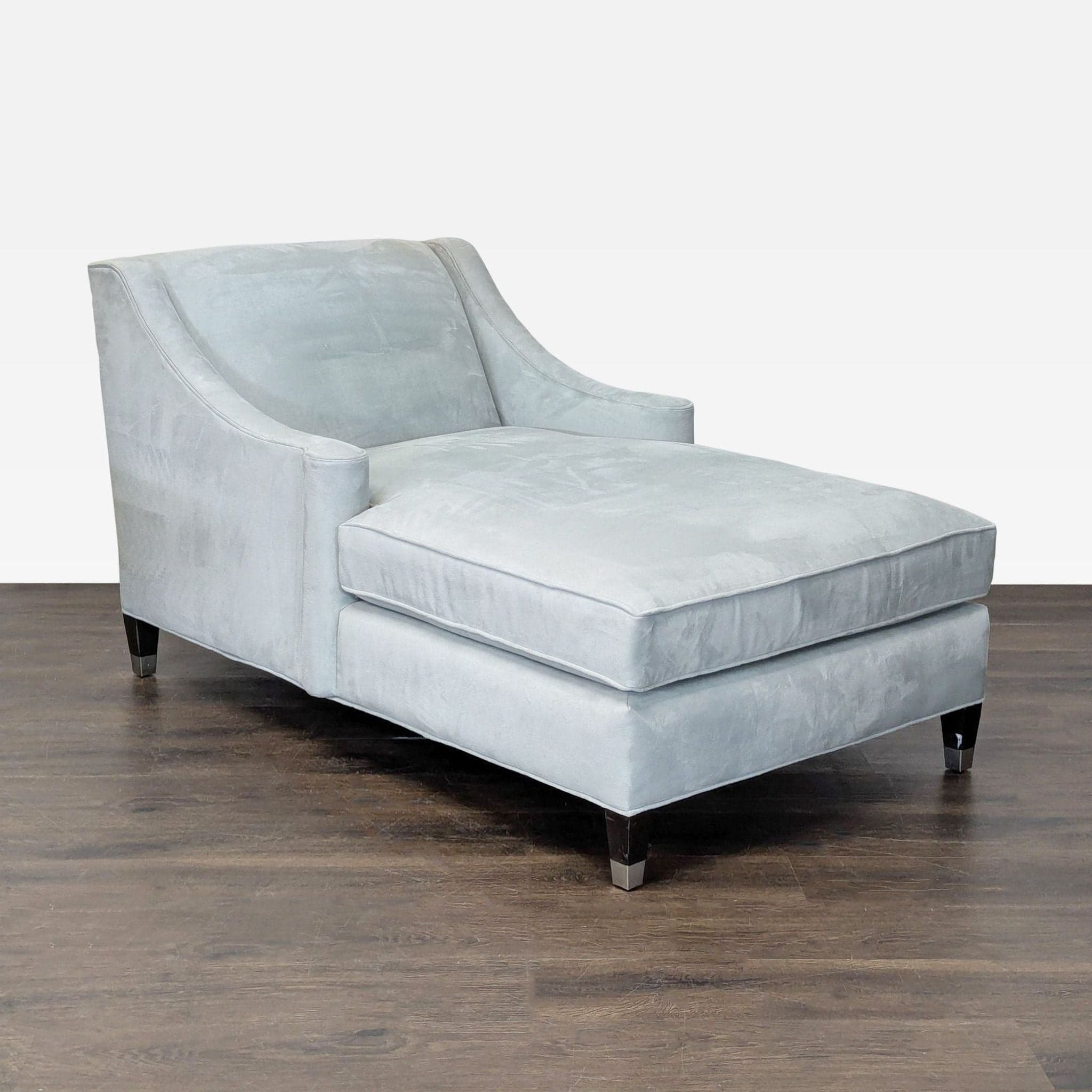 Light Blue Velvet Chaise Lounge Chair with Modern Design