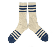 Heather Striped Socks - Cream/Navy