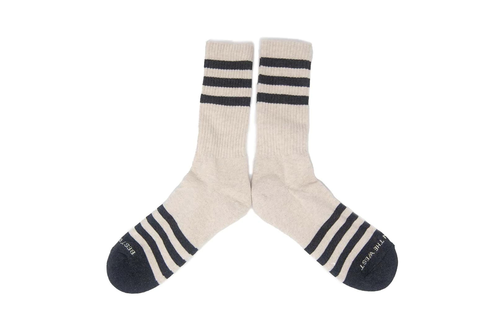 Heather Striped Socks - Charcoal