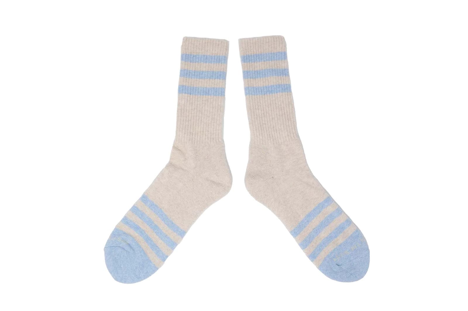 Heather Striped Socks - Light Blue