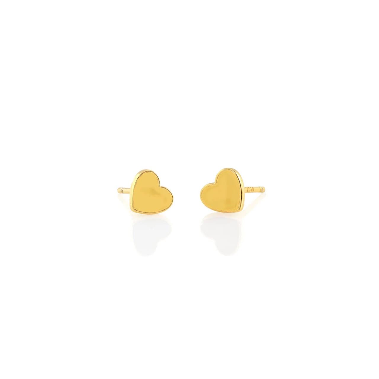 Enamel Heart Studs - Yellow