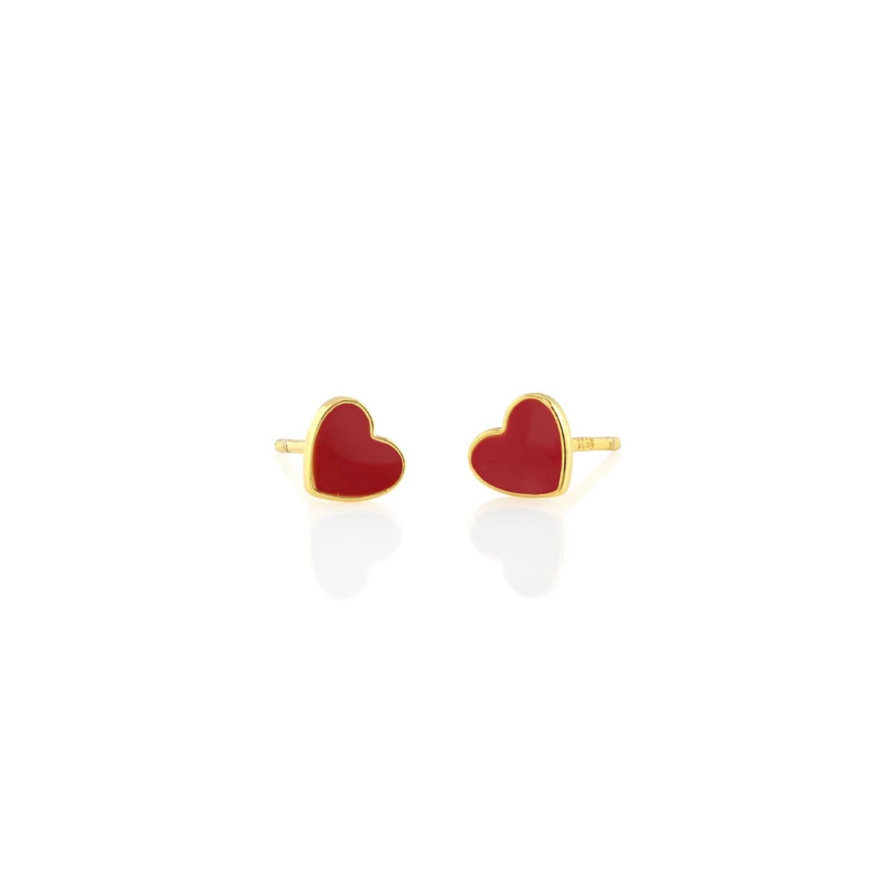 Enamel Heart Studs - Red