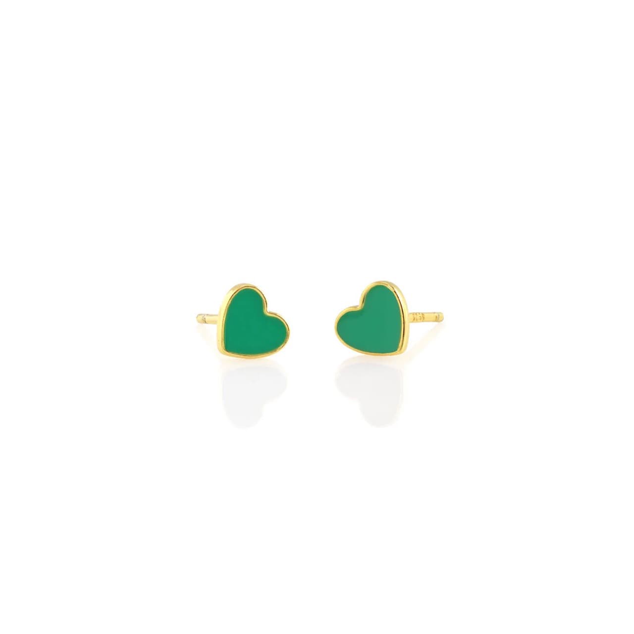 Enamel Heart Studs - Green