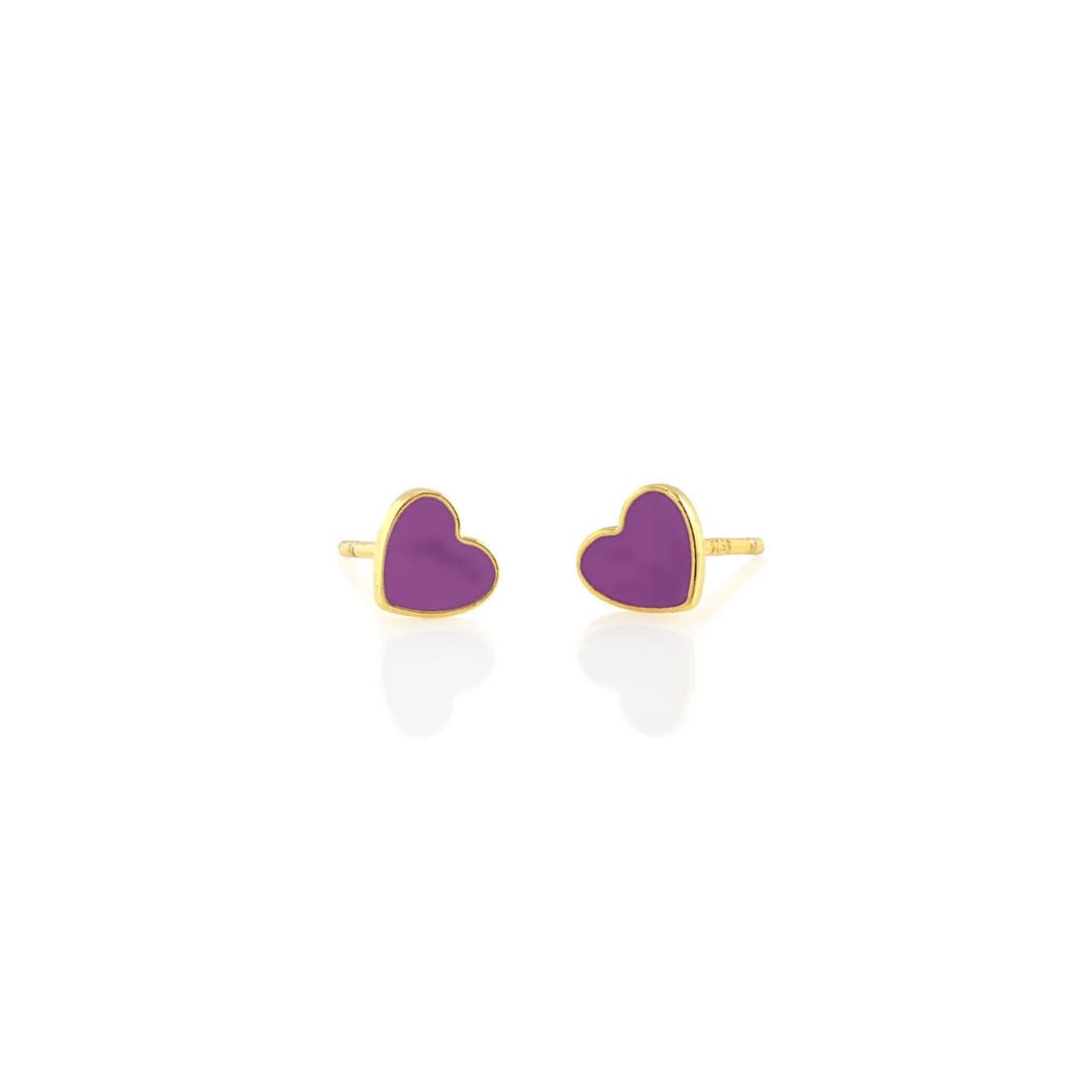 Enamel Heart Studs - Aubergine