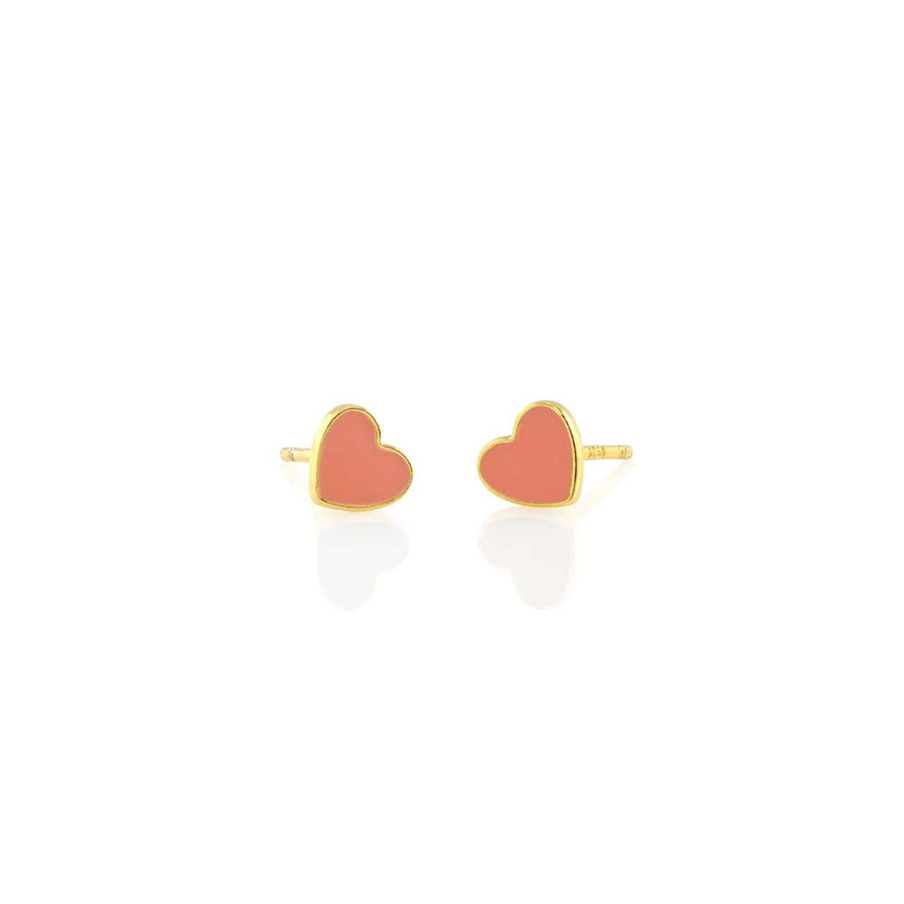 Enamel Heart Studs - Pink Sky