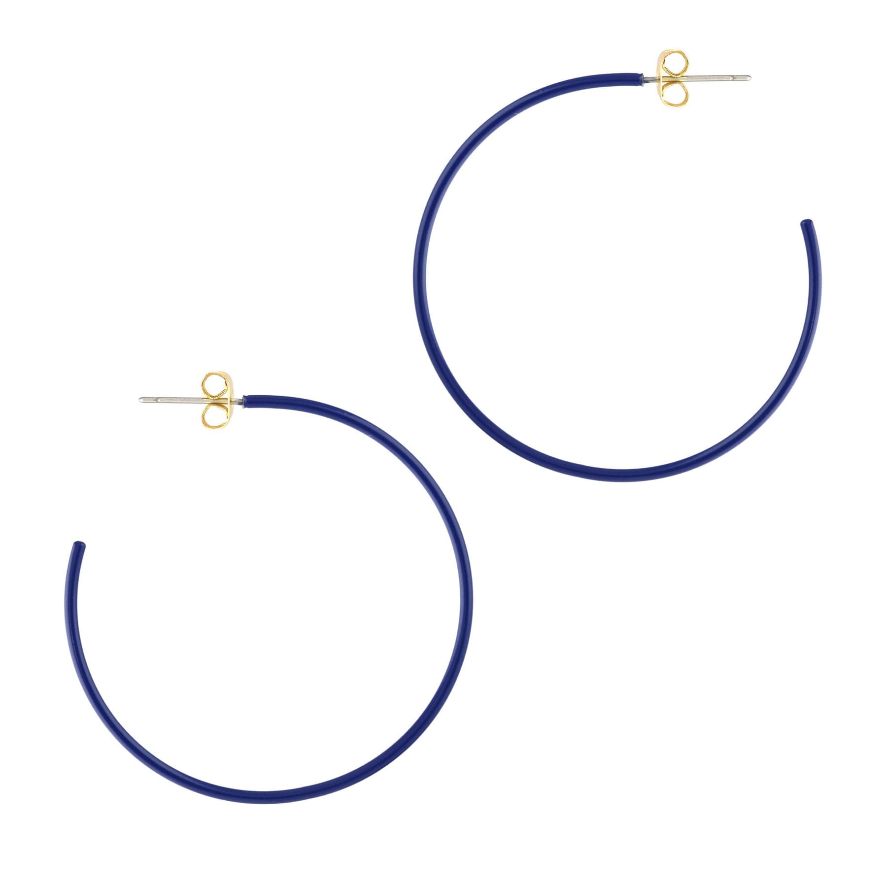 Enamel Post Hoops - Blue