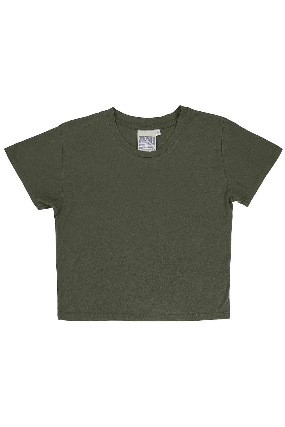 Cropped Lorel Tee - Olive Green, M
