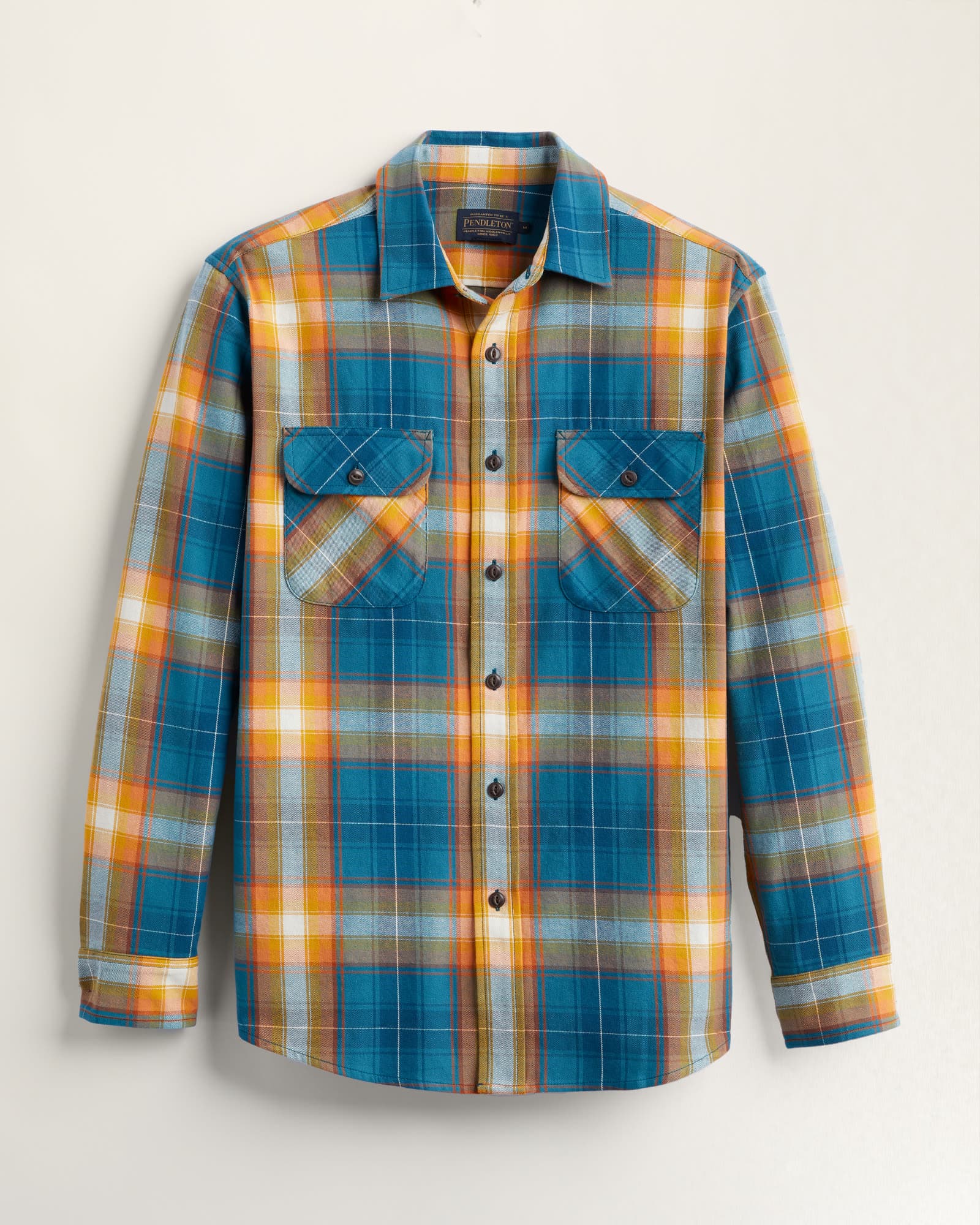 Beach Shack Shirt - Aegean/ Citrus Plaid - S