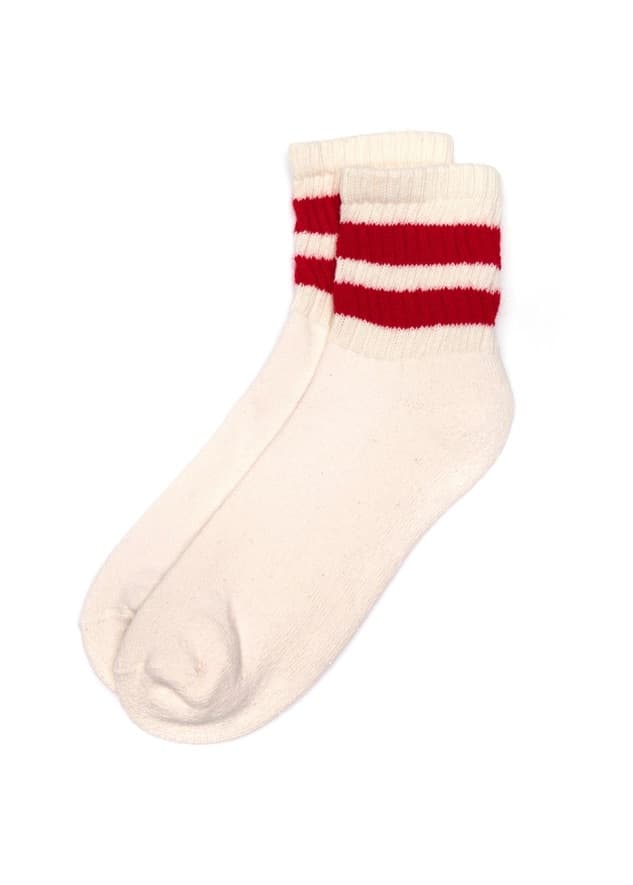 Mono Stripe Quarter Crew Sock - Red