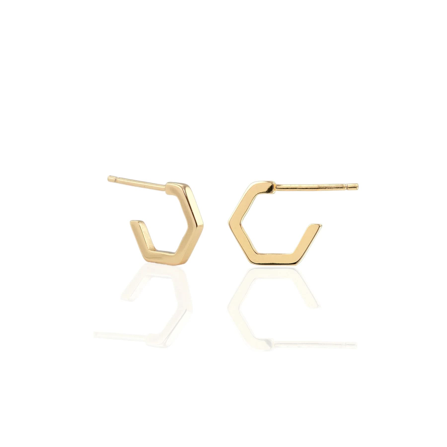 Hexagon Huggie Hoop - Gold