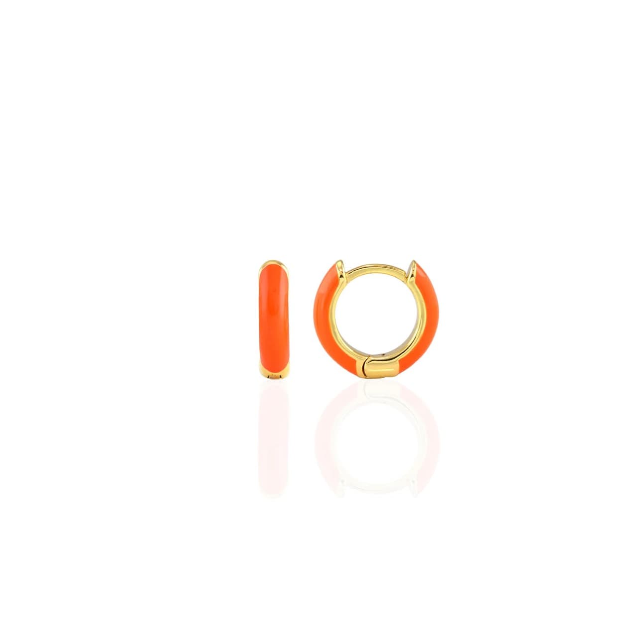 Enamel Huggie Hoop - Orange