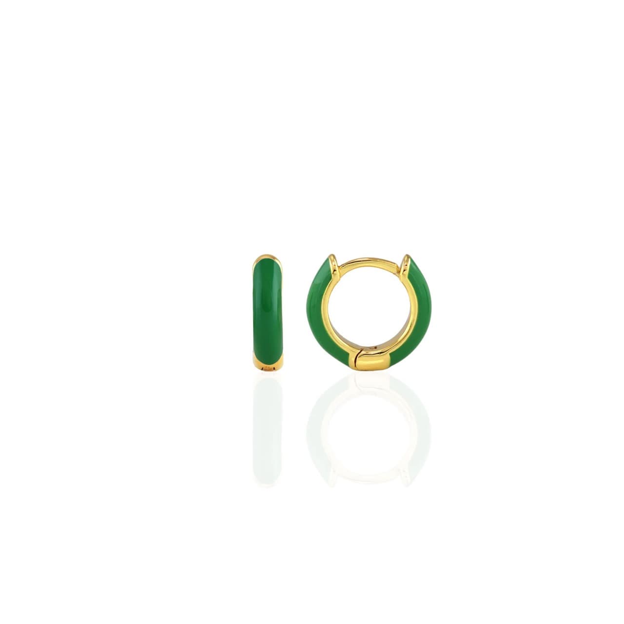 Enamel Huggie Hoop - Green