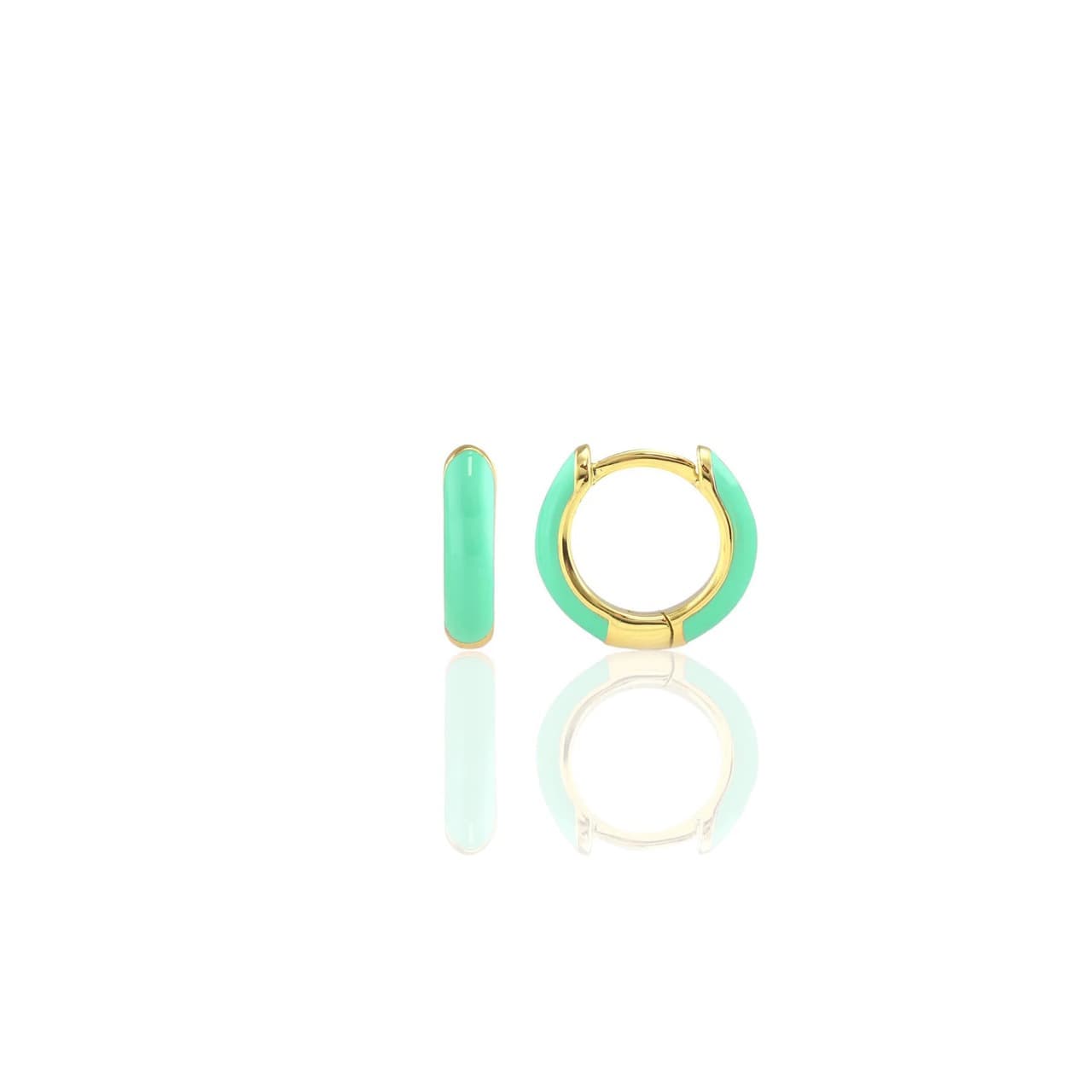 Enamel Huggie Hoop - Turquoise