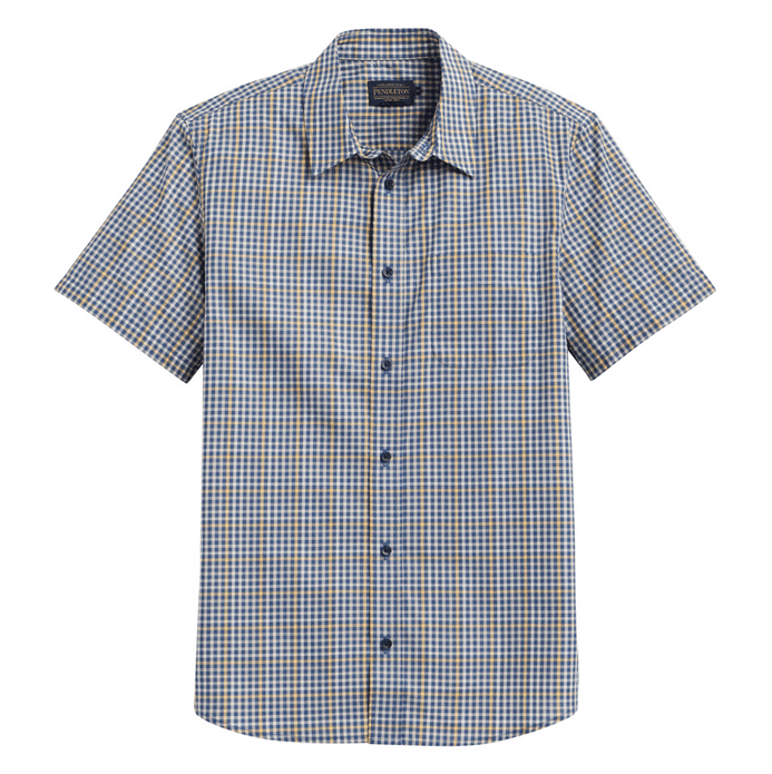 Academy Shirt - Navy/ Natural Plaid - S