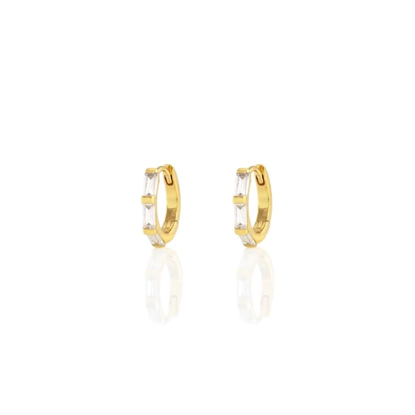 Baguette Huggie Hoops - Silver