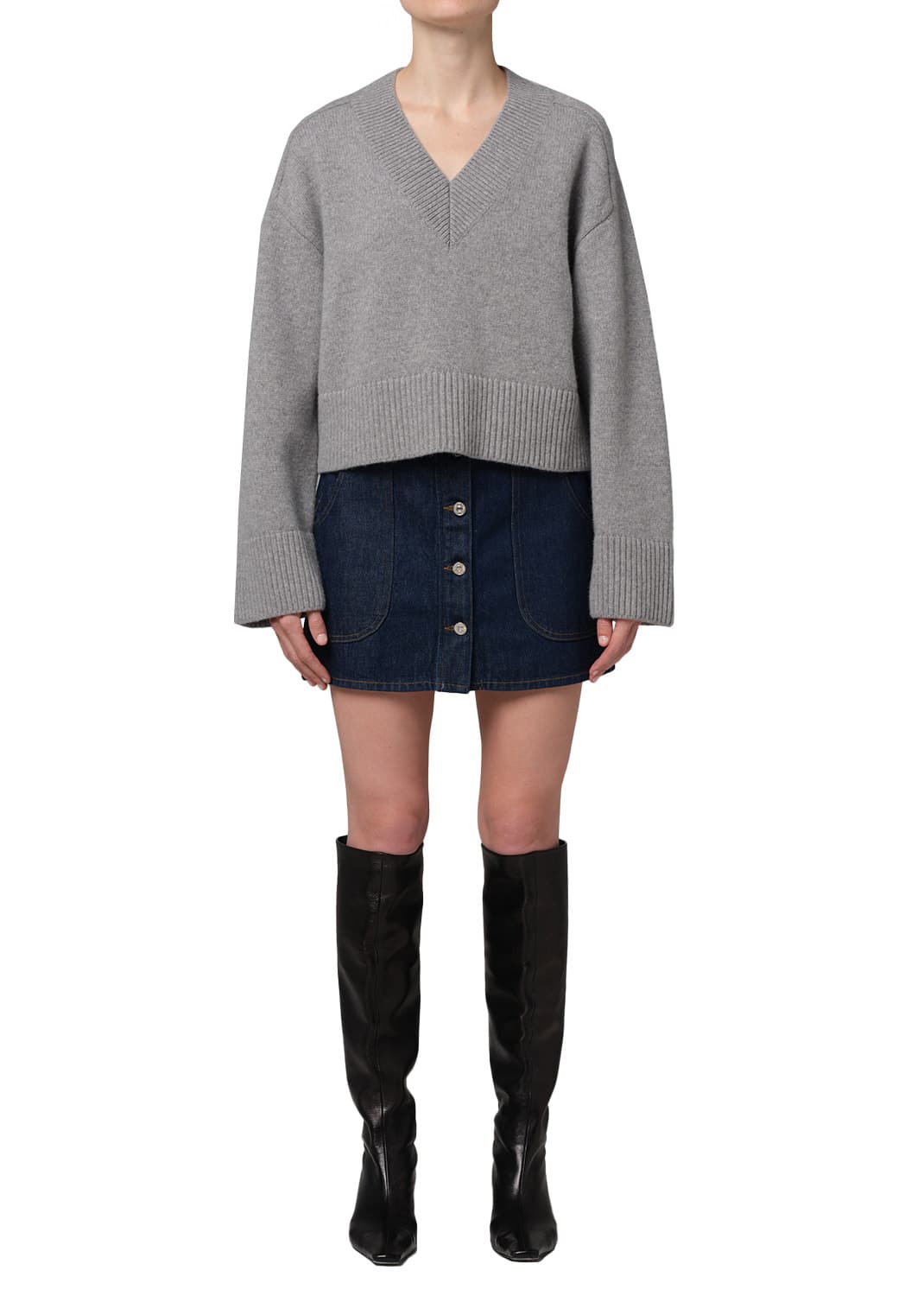 Curved Pocket Mini Skirt - Amherst - 28