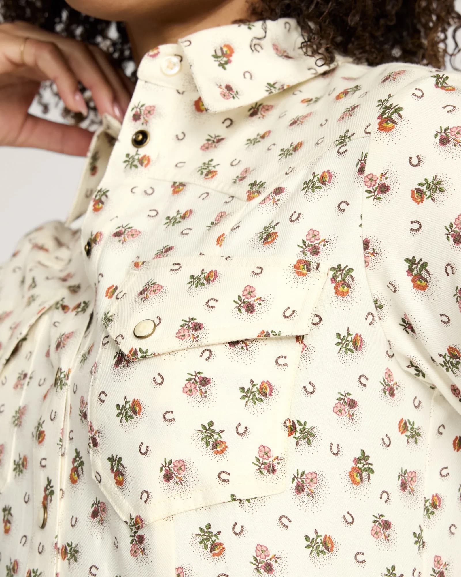 Gambler Shirt Dress - Floral Ecru - S