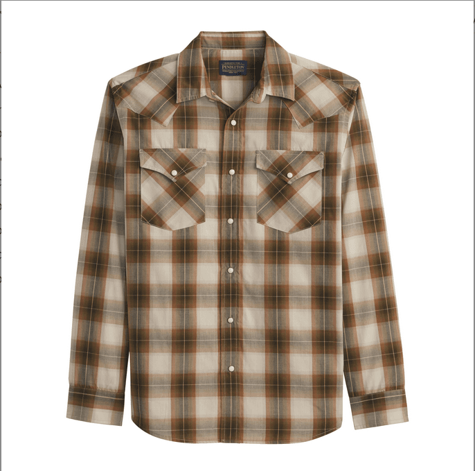 Frontier Shirt - Tan/Rust Plaid - S