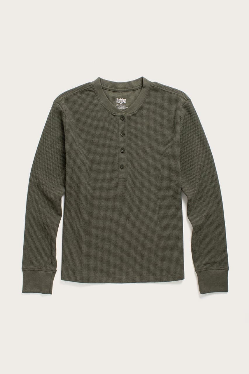 Women's Waffle Henley - Forest Melange - XL