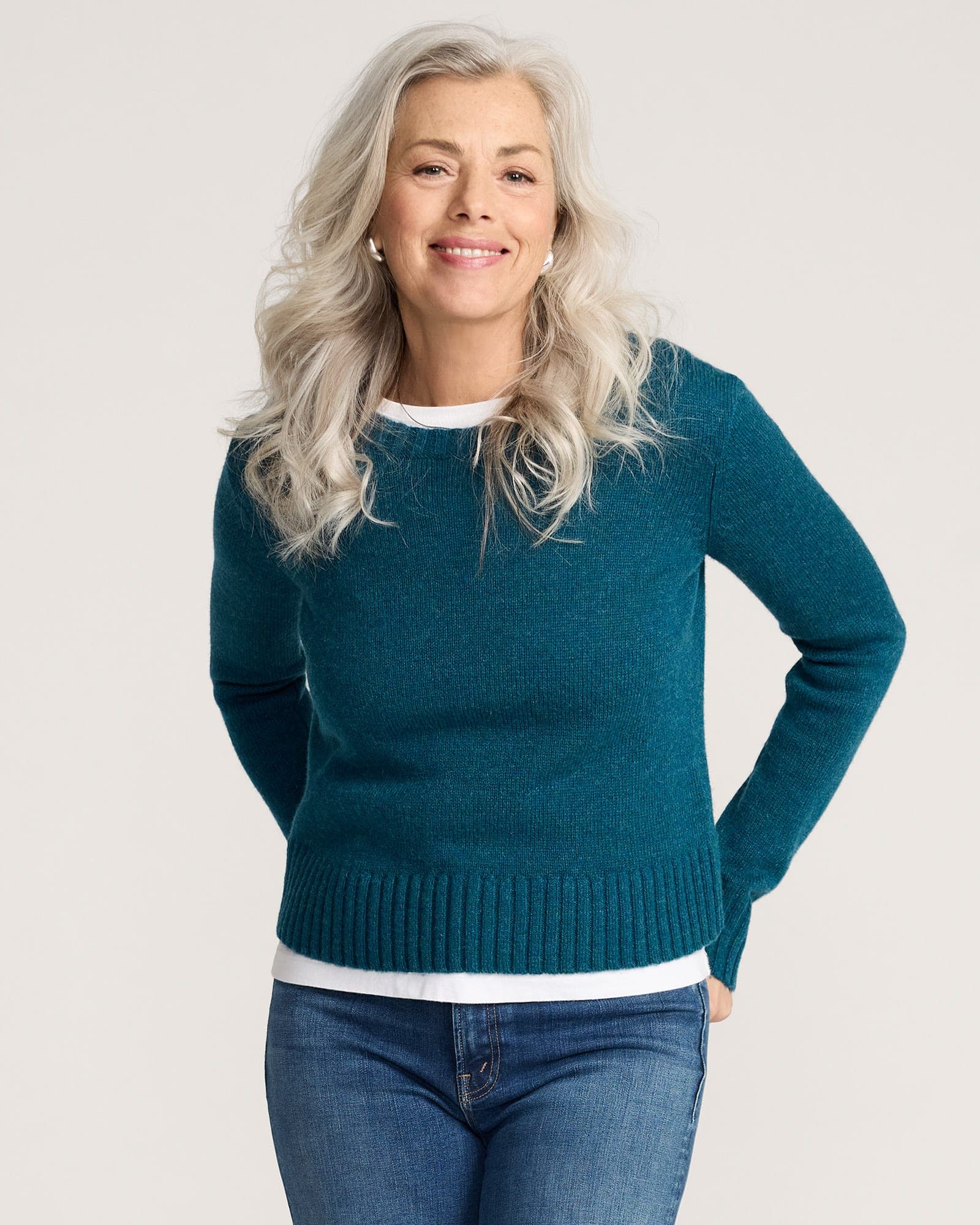 Womens Shetland Crew - Deep Teal - S