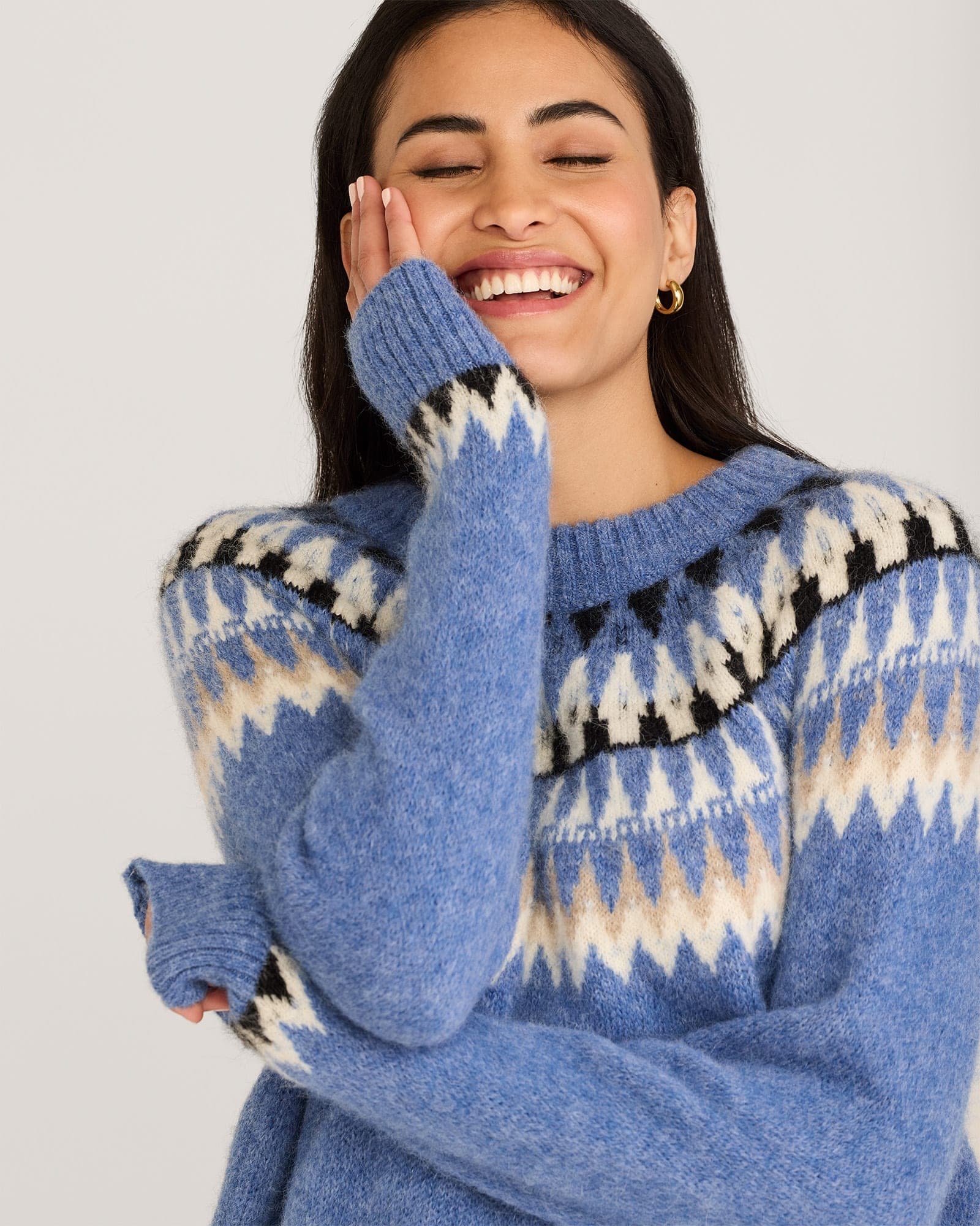 Fair Isle Pullover - Light Blue