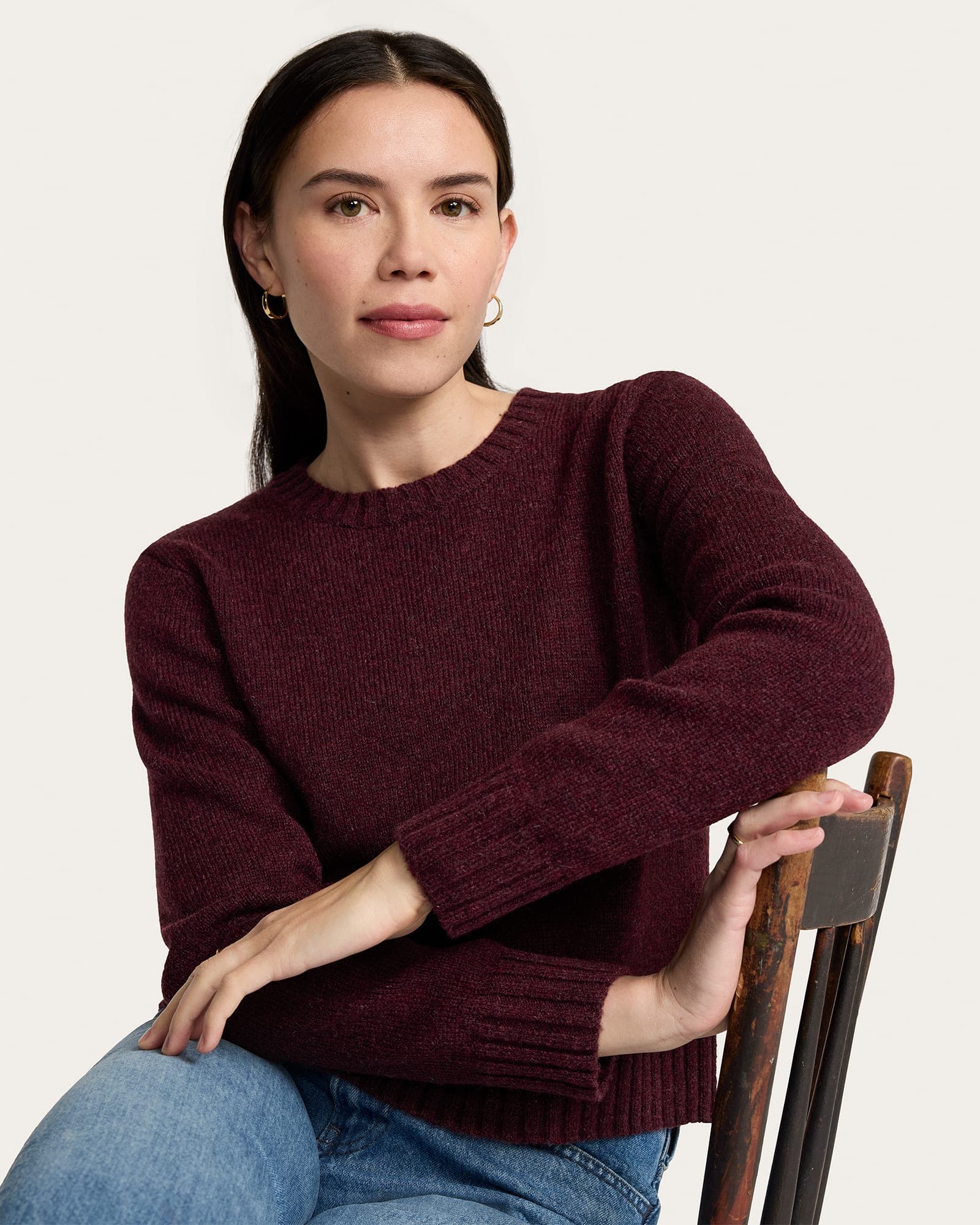 Burgundy Heather Women's Shetland Crew - M