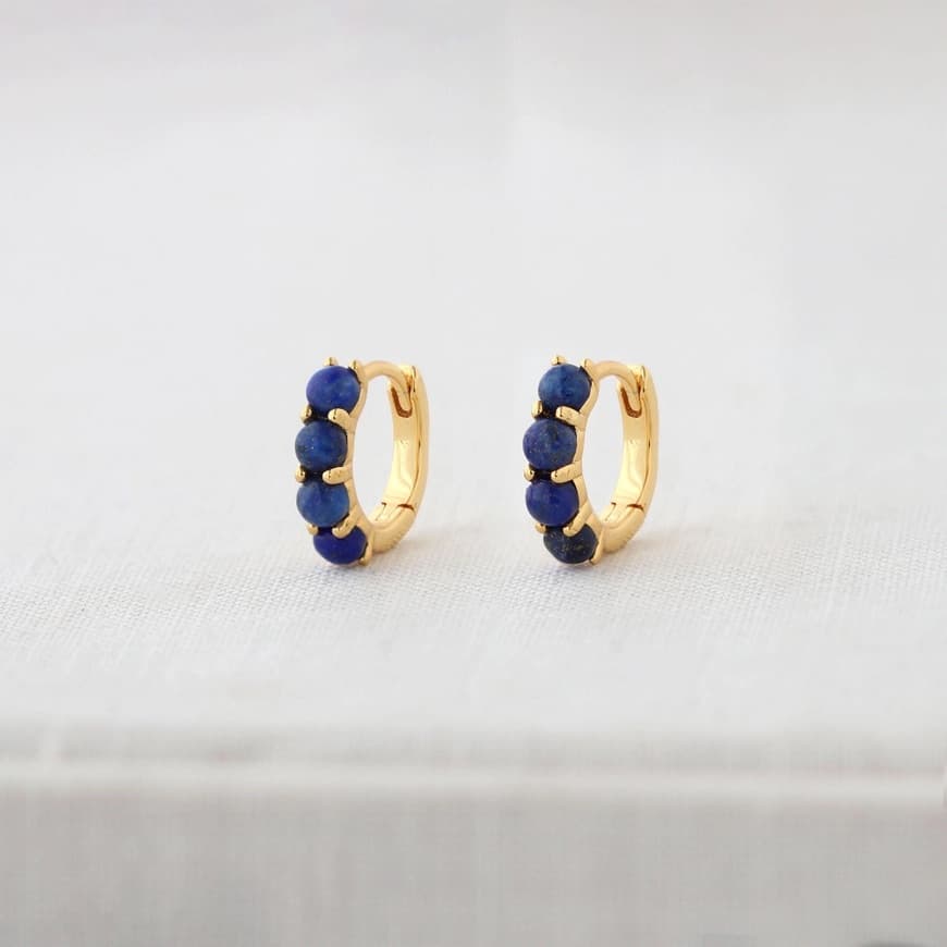 Blue Lapis Huggie Hoop Earrings - Regular
