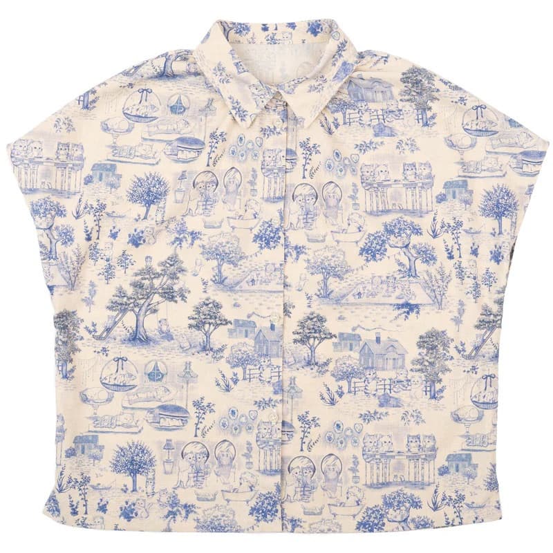 Billie Shirt - Linen Cats - XL