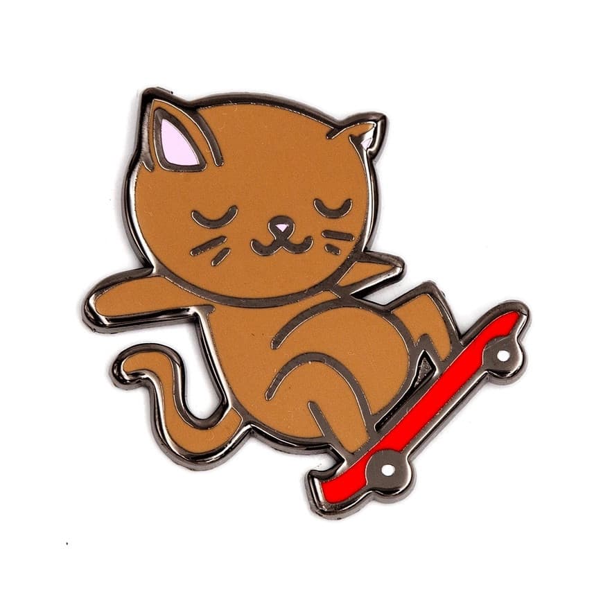 Enamel Pin - Skateboard Cat - Regular