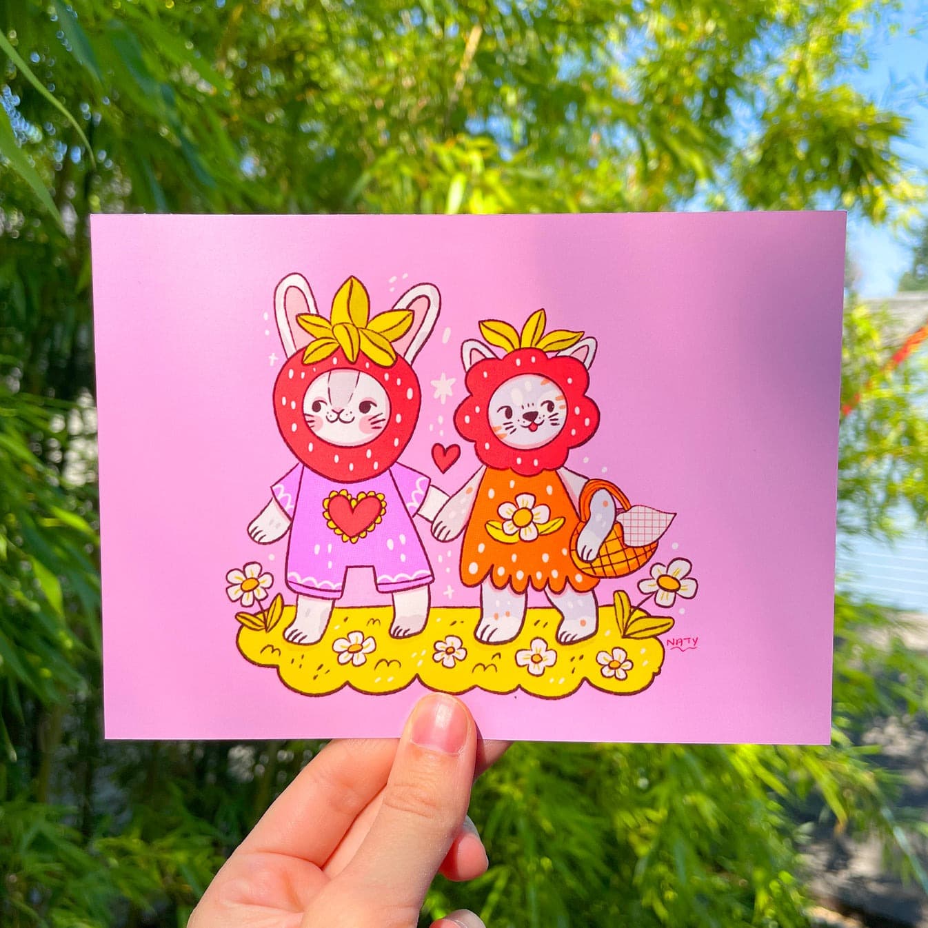strawberry friends print (5x7) (5x7 white frame) - Default