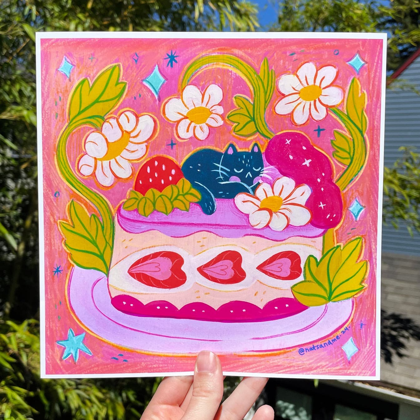 strawberry dreams print (8x8) (12x12 pink frame) - Default