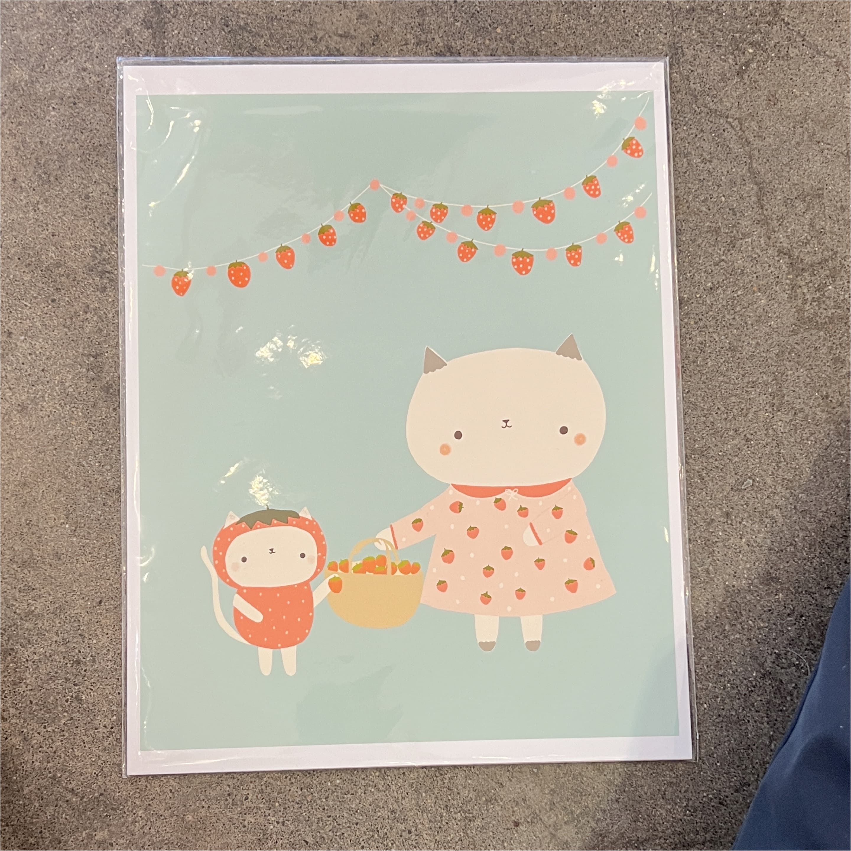strawberry festival kitties print (8.5x11) (11x14 pink frame) - Default