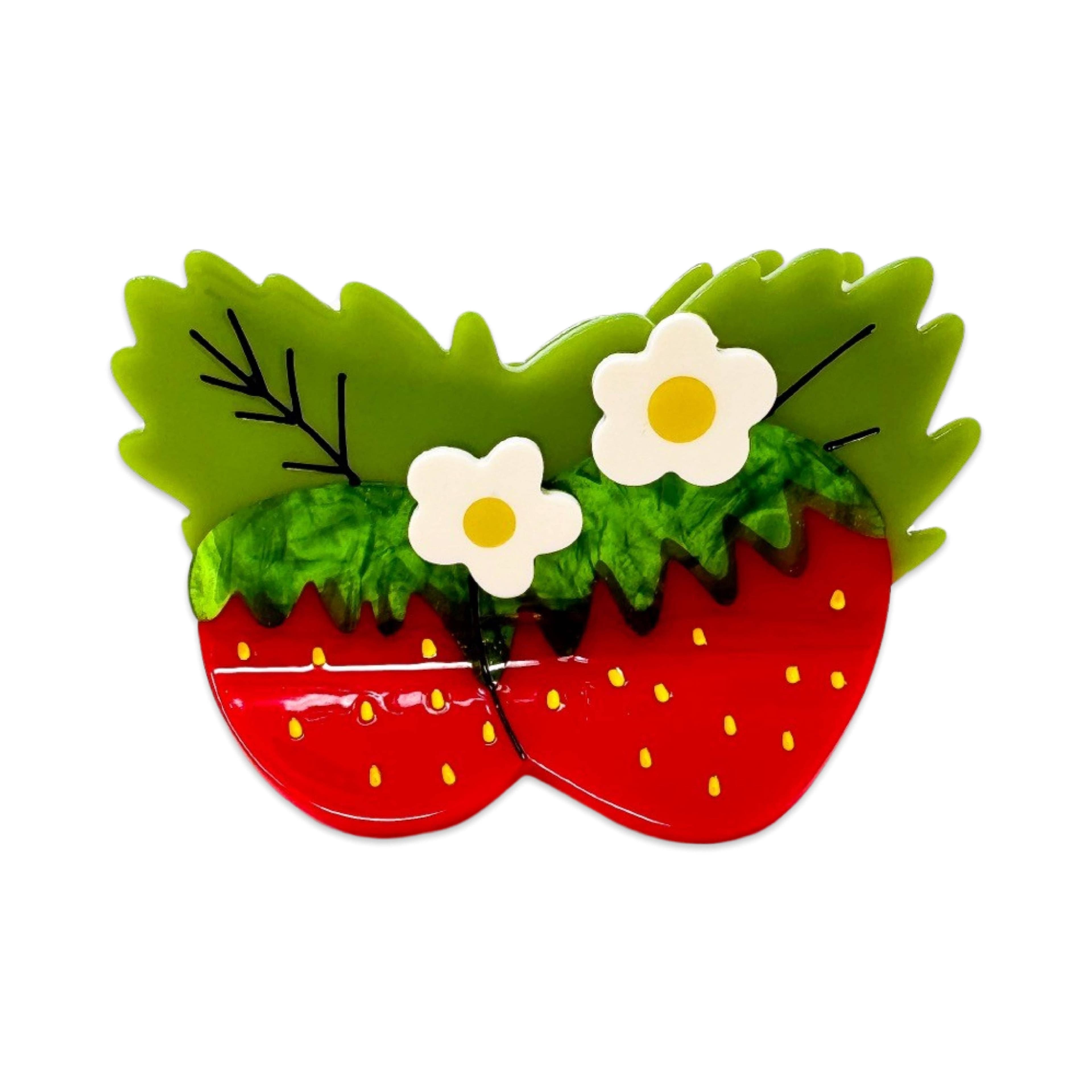 strawberries & flowers hair claw clip - Default