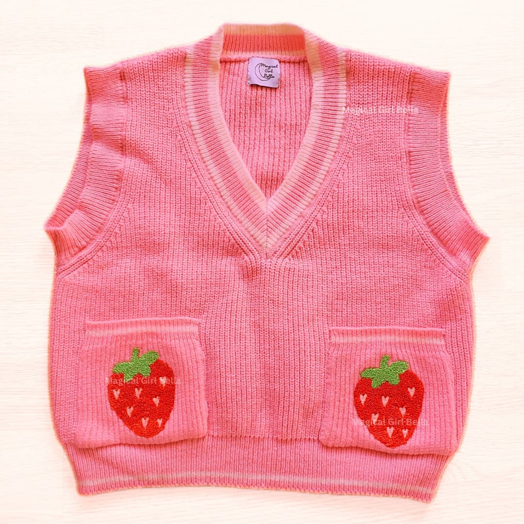 strawberry sweater vest - SM/MED
