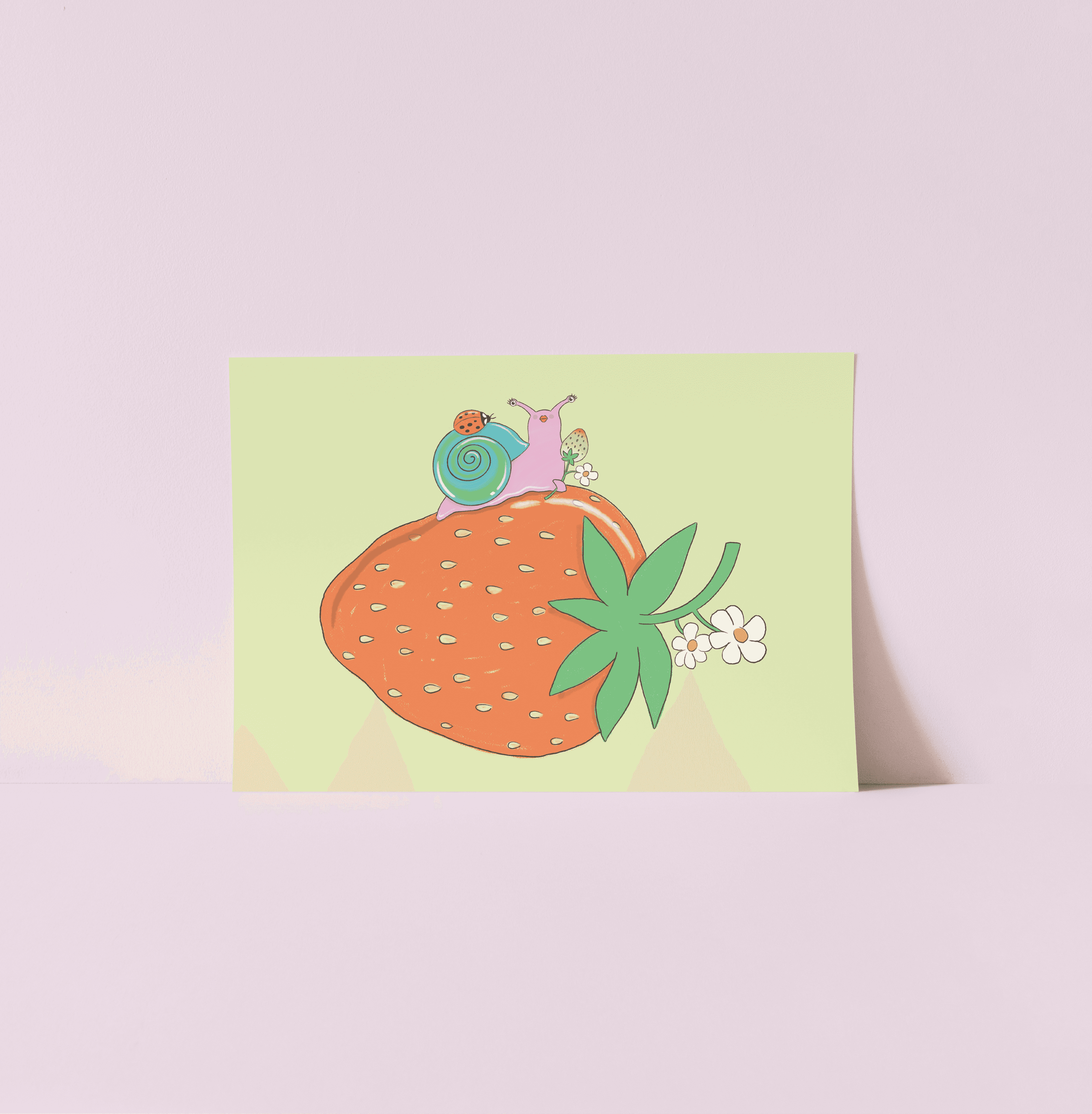 berry cute snail print (8x10) (8x10 pink frame) - Default