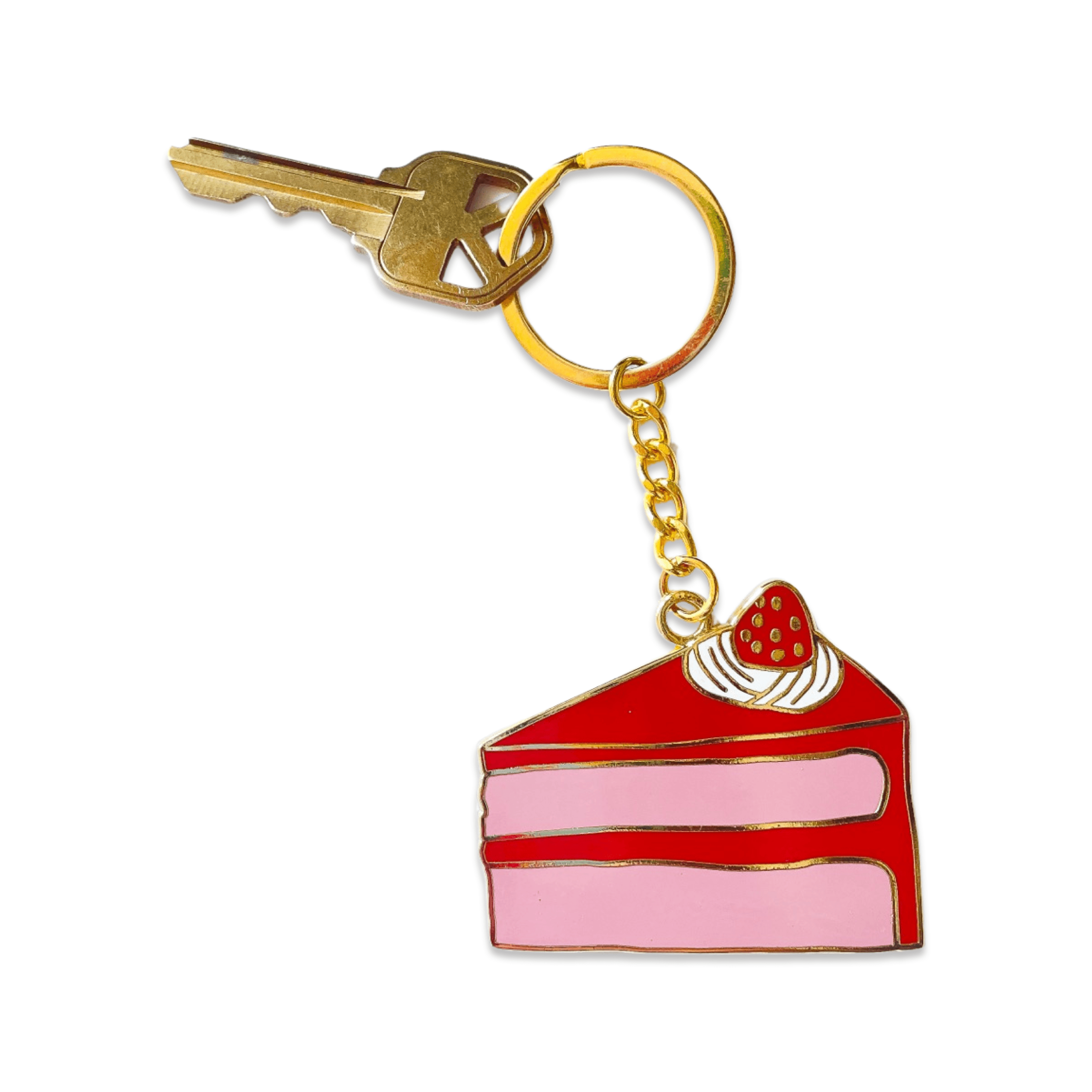 cake slice enamel keychain - Default
