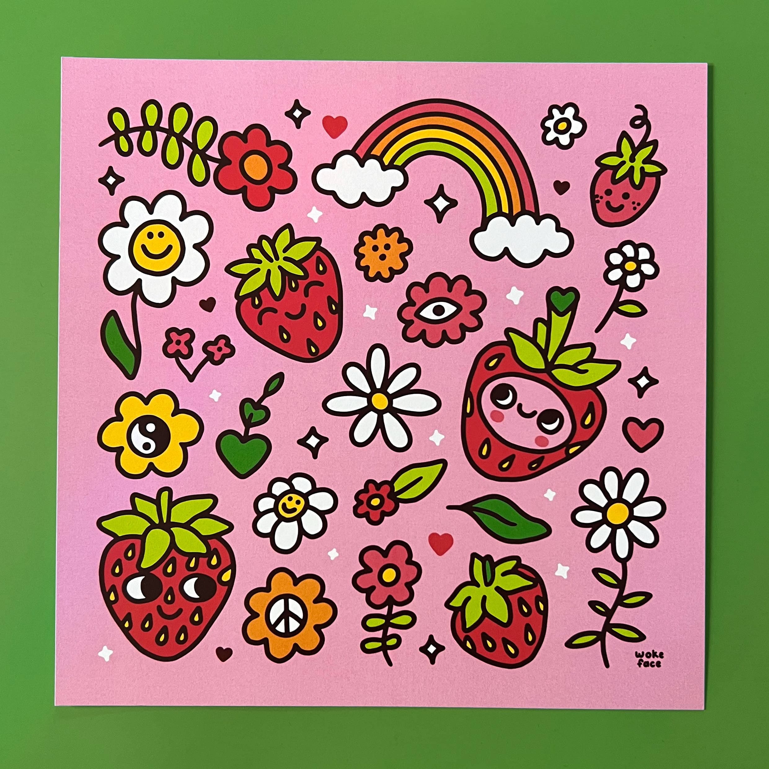 strawbebby print (8x8) (8x8 white frame) - Default