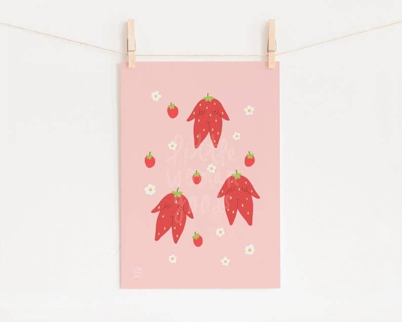 strawberry bits print (8x10) (11x14 pink frame) - Default
