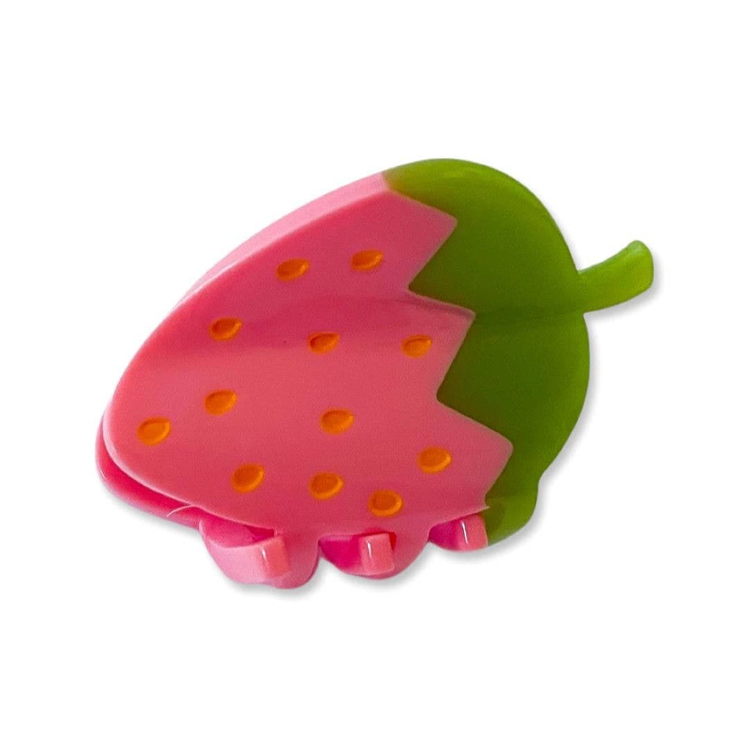 mini pink strawberry hair claw - Default