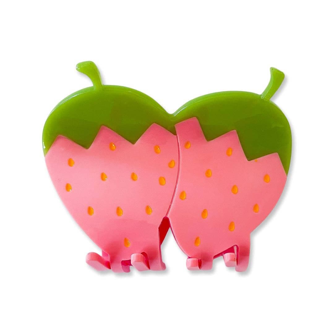 large pink strawberry hair claw clip - Default