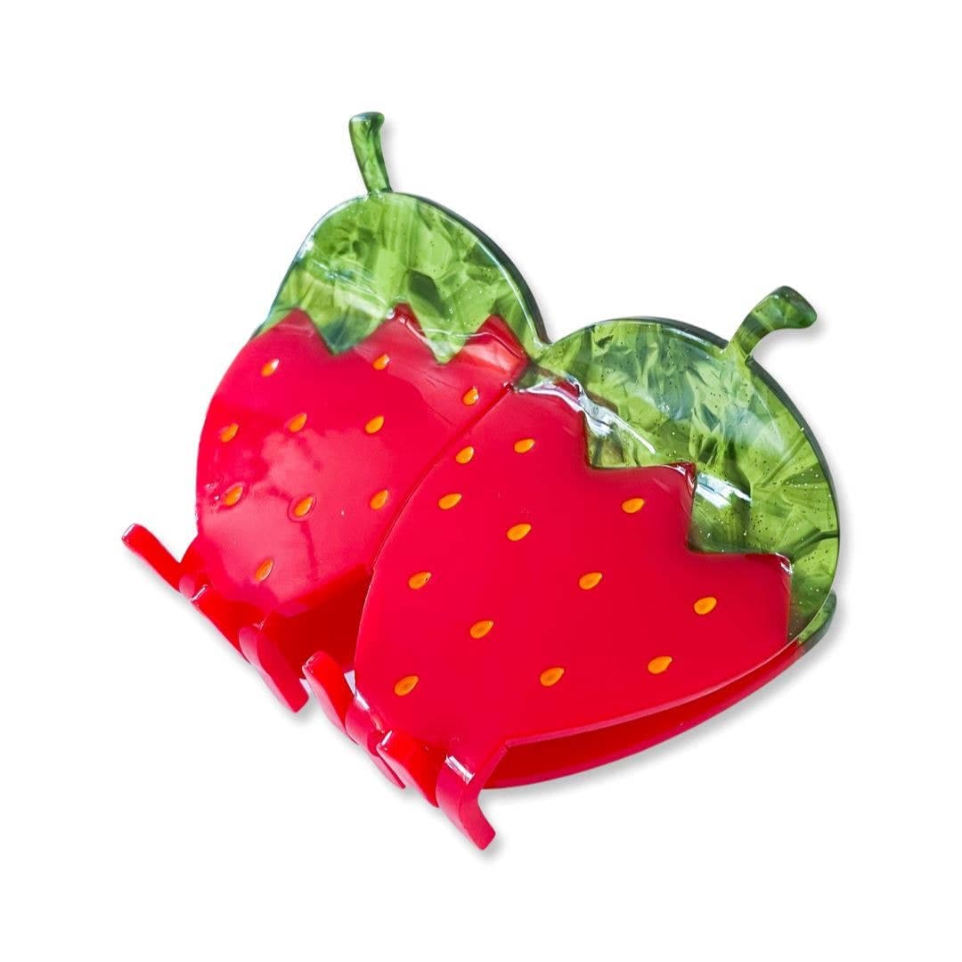 large red strawberry hair claw clip - Default