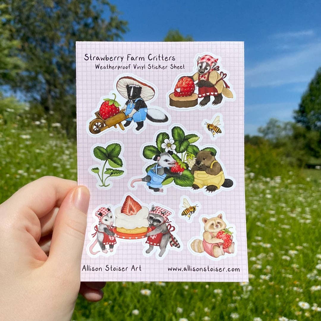 strawberry farm critters sticker sheet - Default