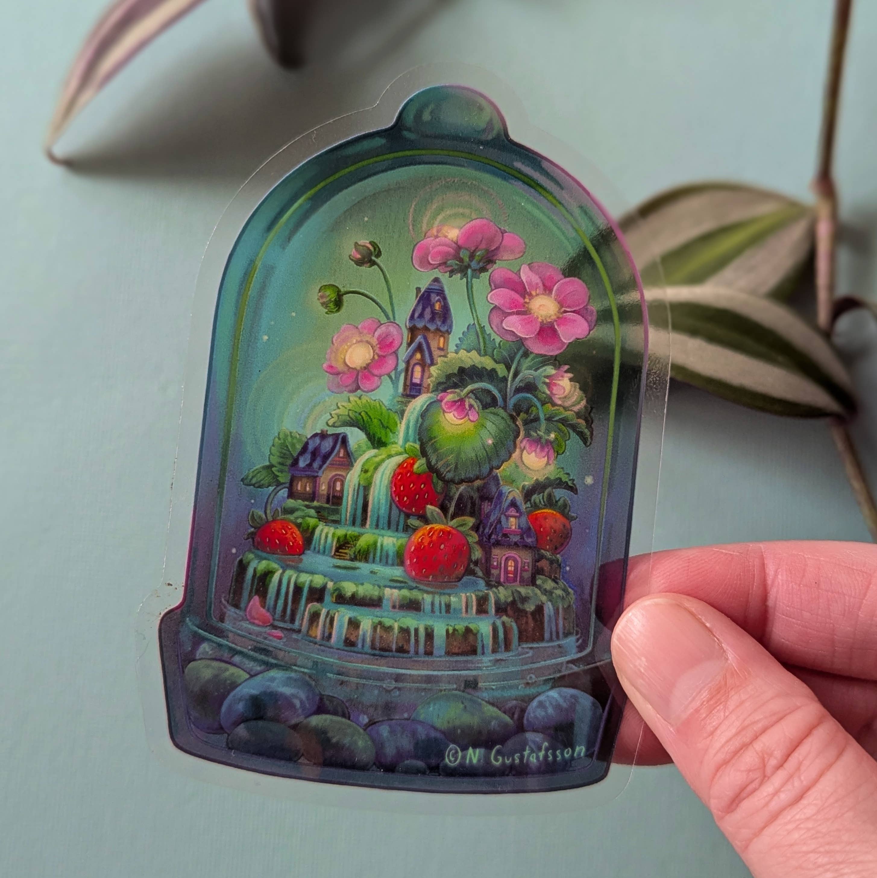 clear strawberry terrarium sticker - Default