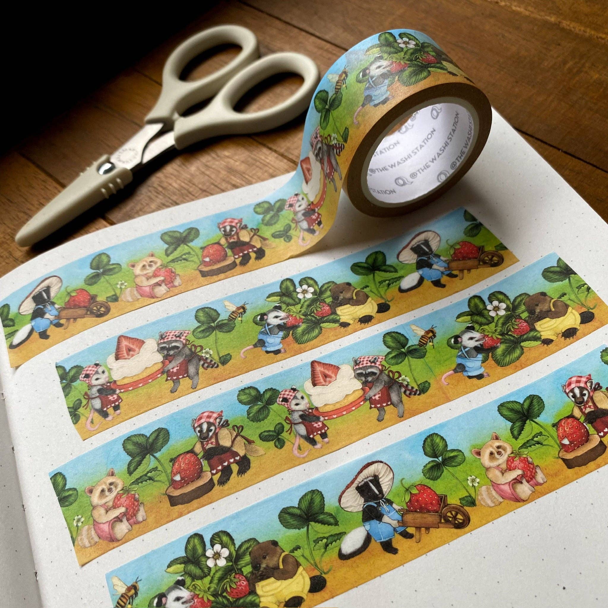 strawberry farm critters washi tape - Default