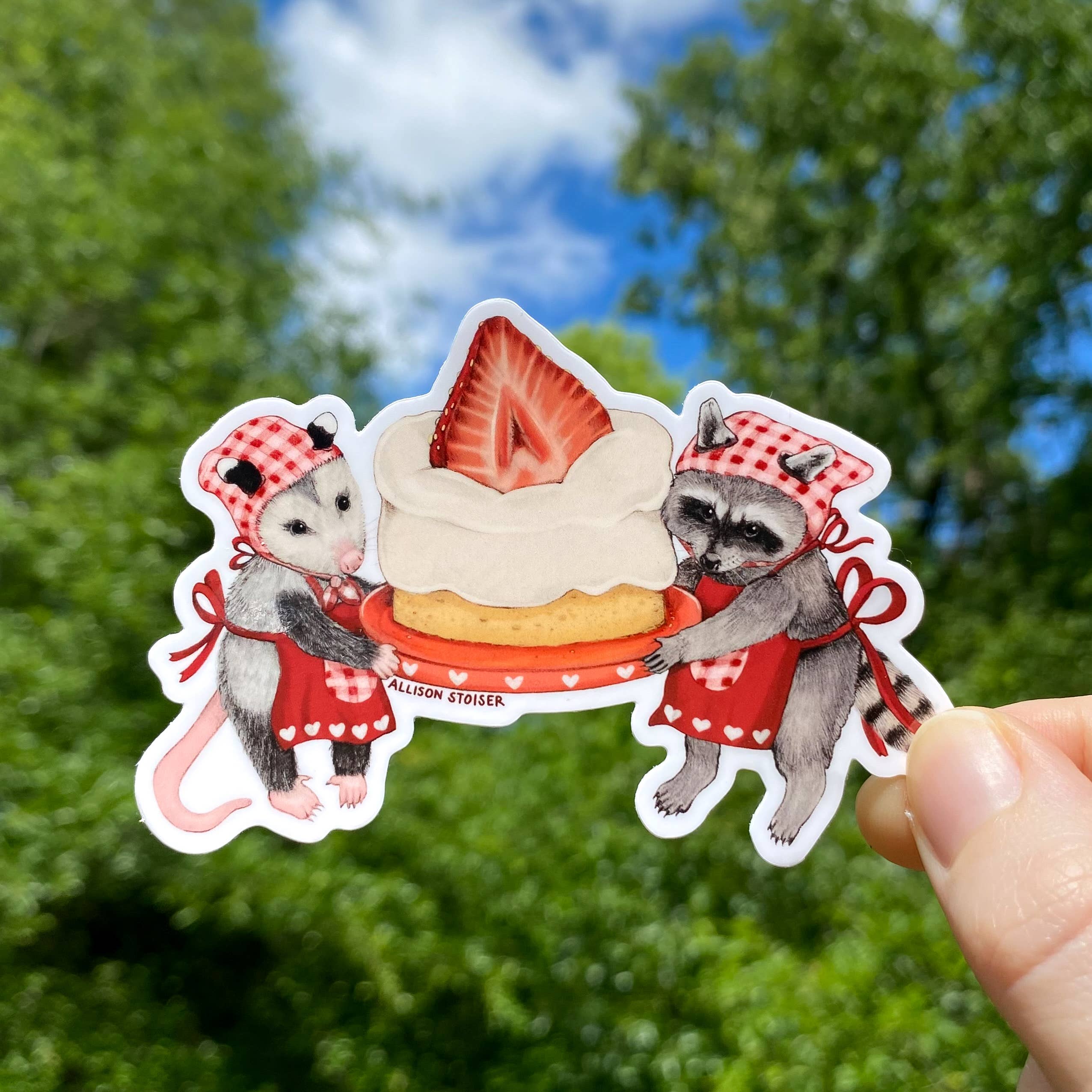 strawberry shortcake opossum & raccoon sticker - Default