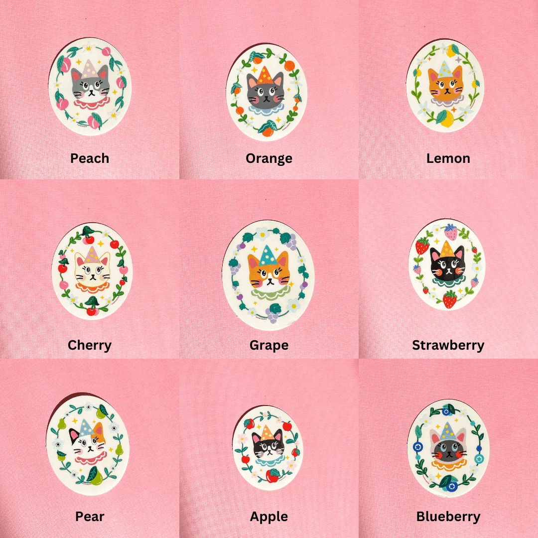 fruity strawberry cat translucent sticker - Regular